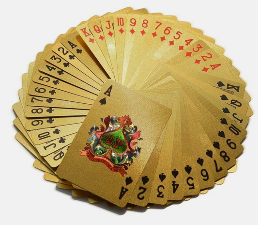 24 K Gold Plated Poker Playing Cards (Gold) coated thin a Plastic Film