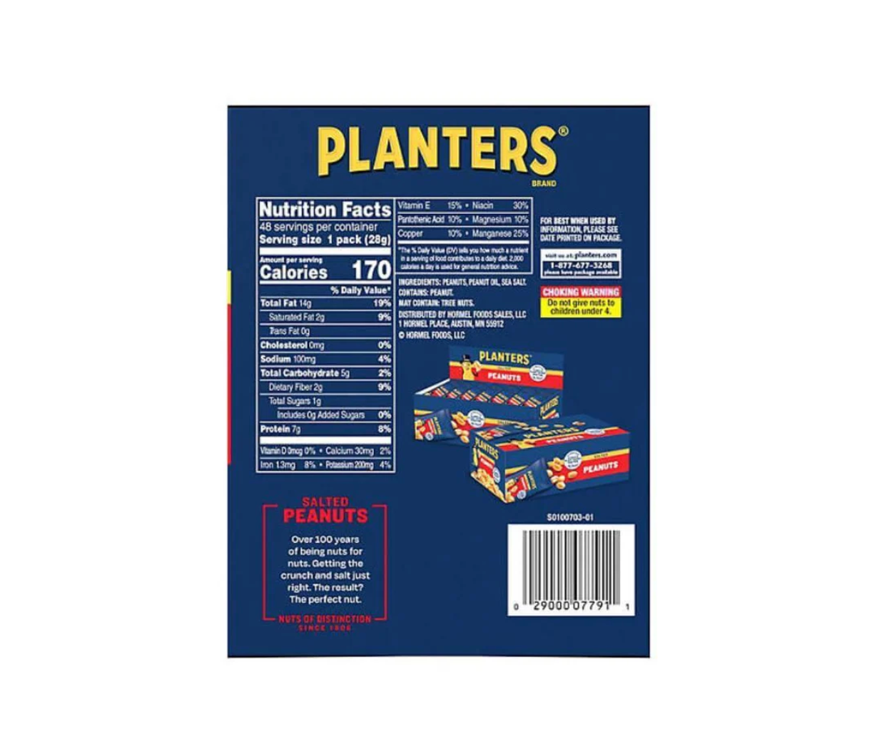 Planters Salted Peanuts - 1 oz Packs, 48 Count Box