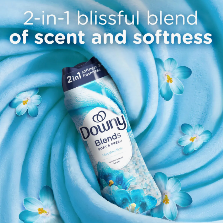 Downy Blends In-Wash Laundry Scent Booster Beads, Meadow Rain Scent, 24.5 OZ, Fabric Sottener Beads and Freshness