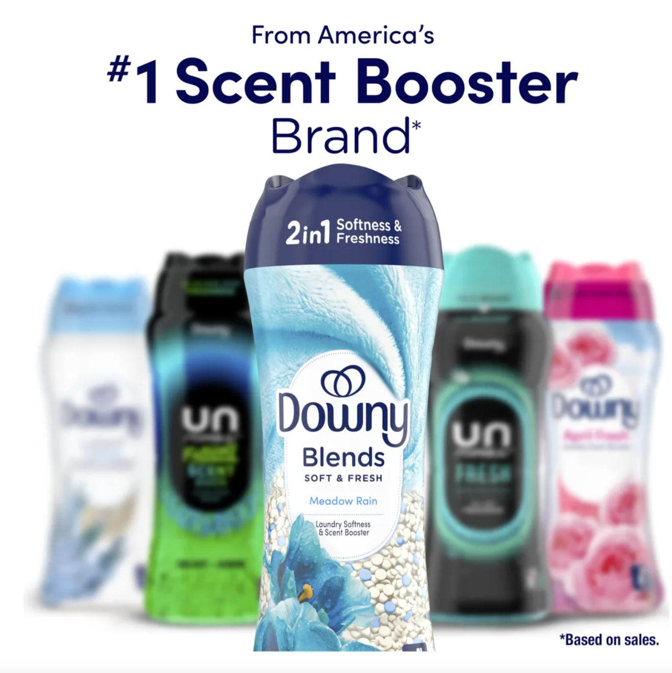 Downy Blends In-Wash Laundry Scent Booster Beads, Meadow Rain Scent, 24.5 OZ, Fabric Sottener Beads and Freshness