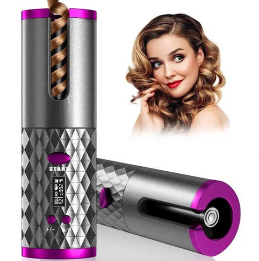 Cordless Auto Hair Curler – Ceramic Rotating Curling Iron, 6 Temps & Timers, Fast Heating, Portable & Rechargeable