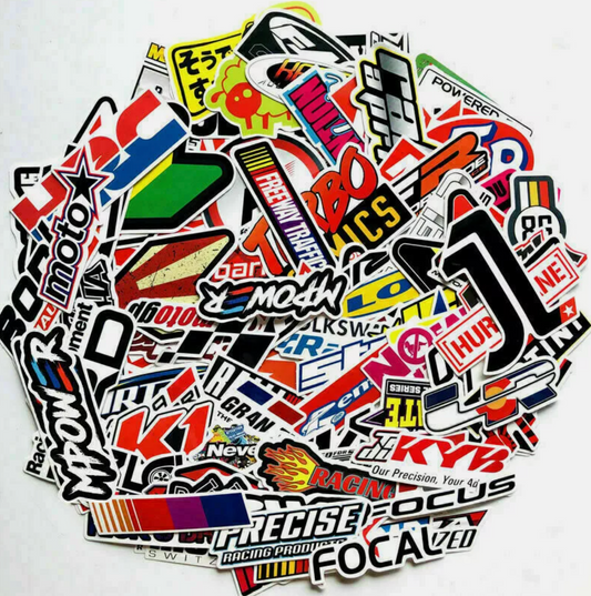 100 PCS JDM Sticker Pack – Racing Vinyl Decals for Car, Bike, Helmet, Laptop 🏁🔥