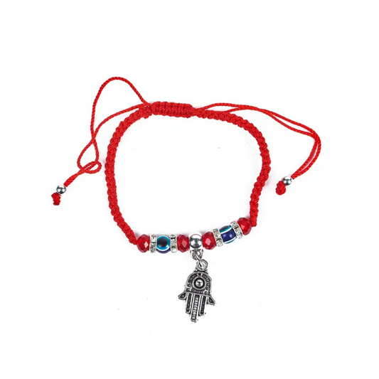 Hamsa Evil Eye Red Rope Bracelet – Lucky Protection Amulet | Adjustable String Bracelet for Men & Women