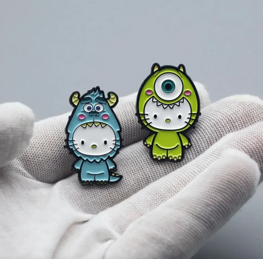 🎀 Hello Kitty Monster Inc Enamel Pin Set – 2pcs Cute & Spooky Collectible Pins