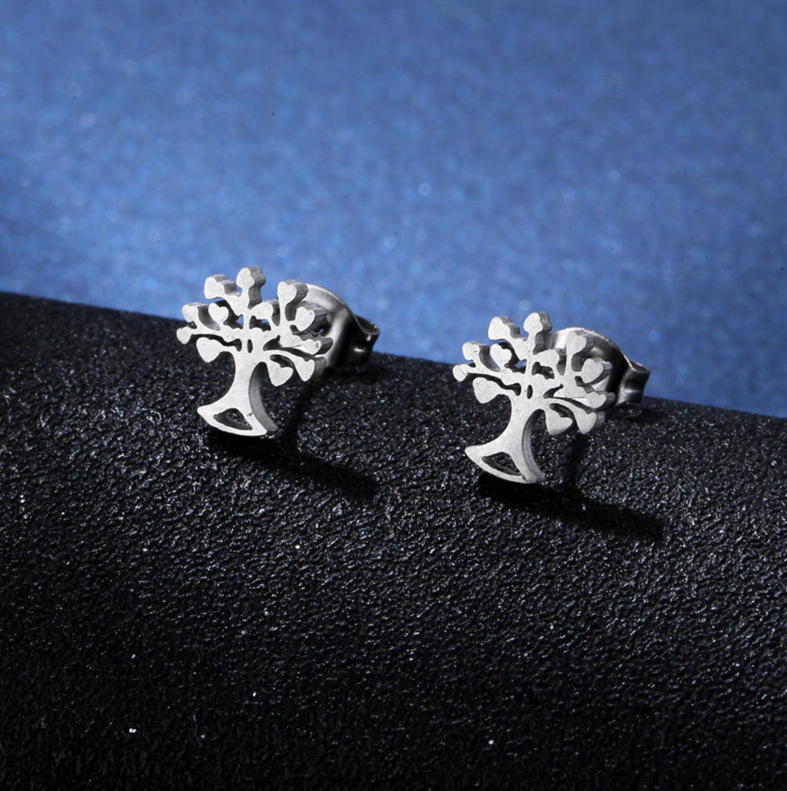 🌳 Tree of Life Stainless Steel Jewelry Set – Necklace & Earrings