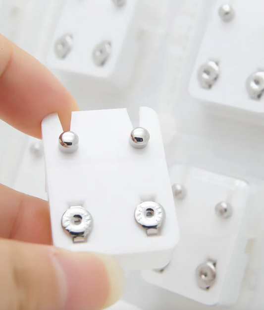 12 Pairs Sterile Steel Ear Piercing Studs – Silver Screw Back Earrings for Gun or Pierced Ears