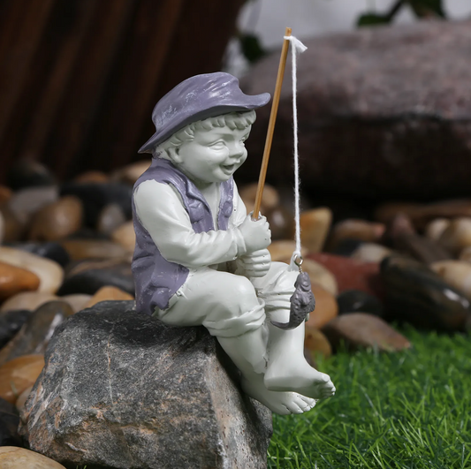 Frederic the Little Fisherman of Avignon Boy Fishing Garden Statue 13 cm height