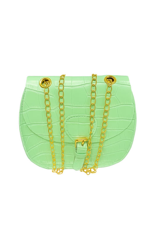 Solid Color Crossbody Bag – Simple Chain Shoulder Purse with Stone Pattern