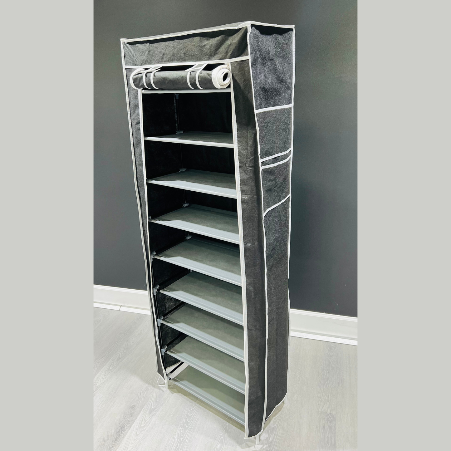 New 9 Tier Shoe Rack Shelf Standing Closet Cabinet Storage with Cover Black