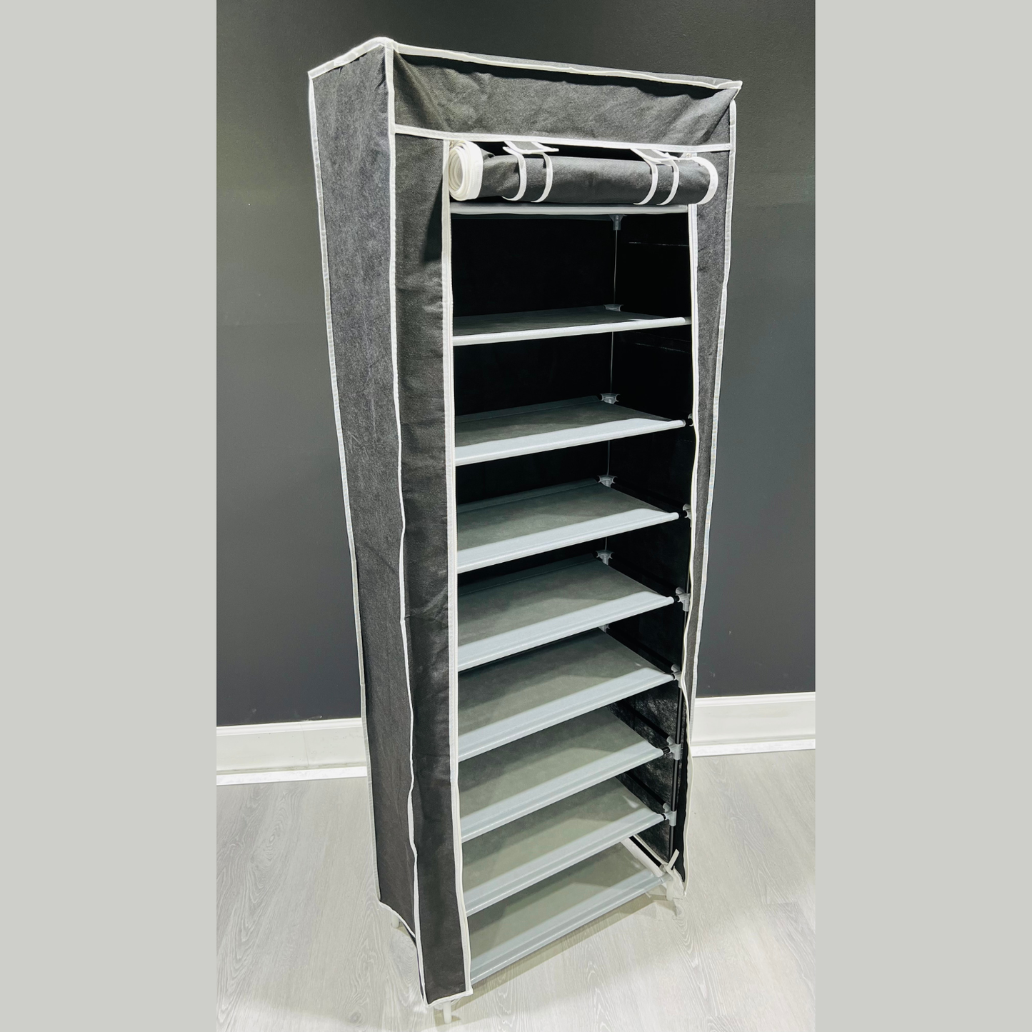 New 9 Tier Shoe Rack Shelf Standing Closet Cabinet Storage with Cover Black
