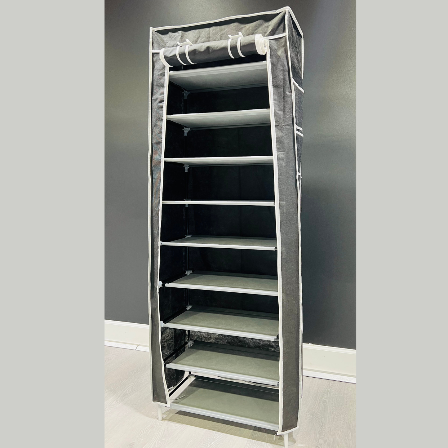 New 9 Tier Shoe Rack Shelf Standing Closet Cabinet Storage with Cover Black