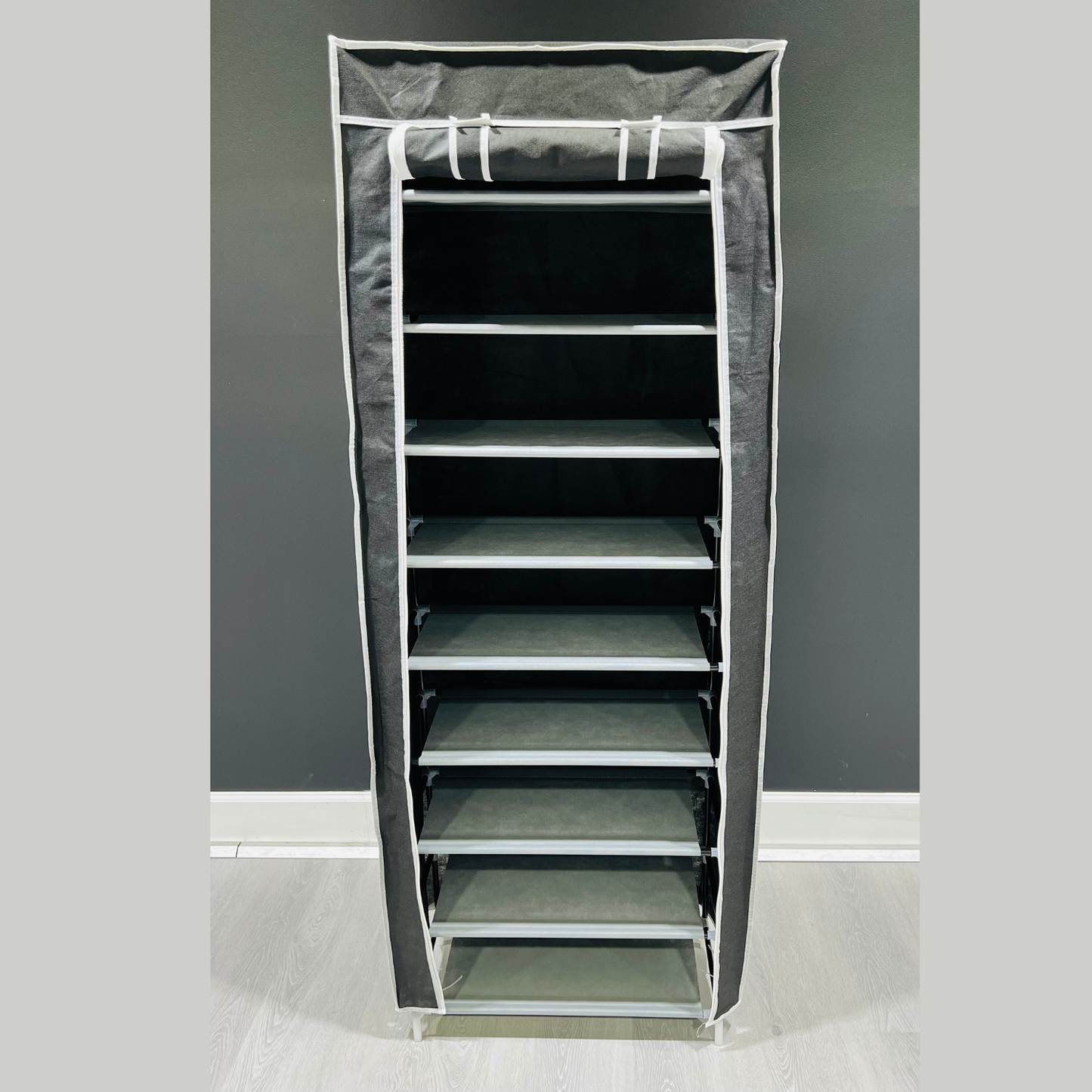 New 9 Tier Shoe Rack Shelf Standing Closet Cabinet Storage with Cover Black