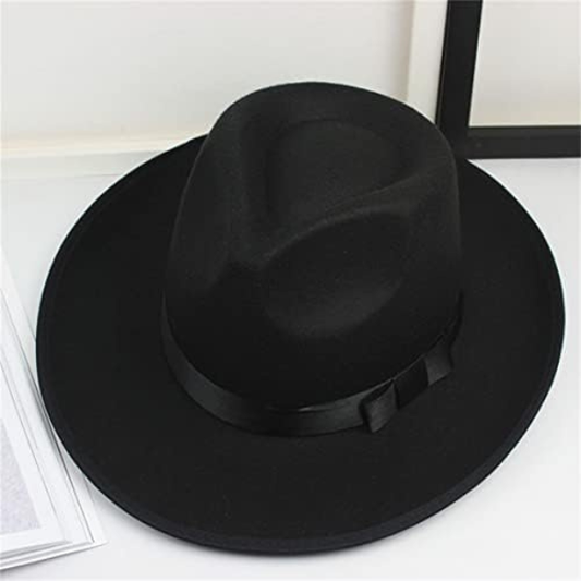 Black Fedora Hat with Removable Belt – Adjustable & Stylish