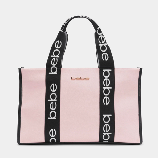 BEBE Hana canvas sm satchel - BLUSH