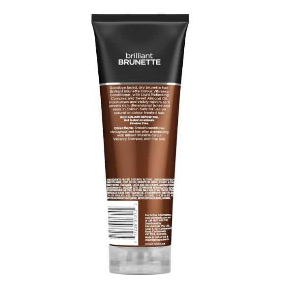 John Frieda Brilliant Brunette, Color Boosting Conditioner, Enhances and Protects Multi-Dimensional Tones, With Sweet Almond Oil to Rehydrate and Replenish Dry Hair, 8.45 Oz