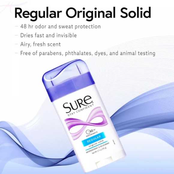 SURE, Antiperspirant Deodorant, Solid, Regular, 2.6 oz.,