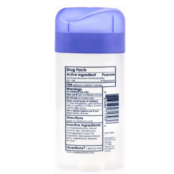 SURE, Antiperspirant Deodorant, Solid, Regular, 2.6 oz.,