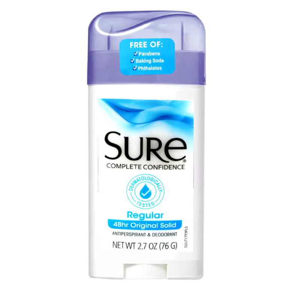 SURE, Antiperspirant Deodorant, Solid, Regular, 2.6 oz.,