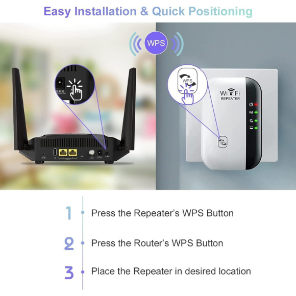 WiFi Extender Signal Booster – Up to 5000 sq.ft & 50 Devices, Long-Range Wireless Repeater with Ethernet Port