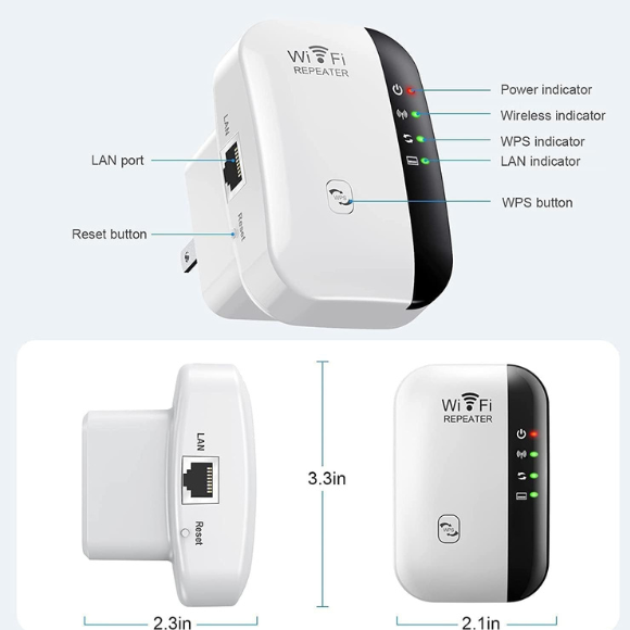 WiFi Extender Signal Booster – Up to 5000 sq.ft & 50 Devices, Long-Range Wireless Repeater with Ethernet Port