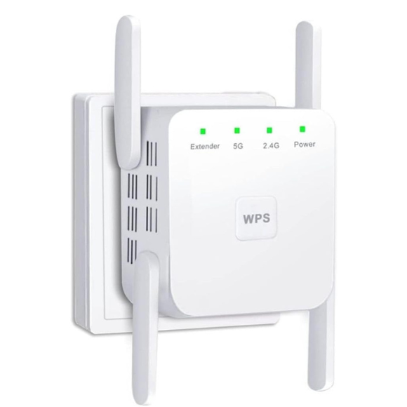 WiFi Extender 1200Mbps Dual-Band – WiFi Repeater & Signal Booster with Ethernet Port, Covers up to 4500 Sq. Ft & 35 Devices, Easy Setup