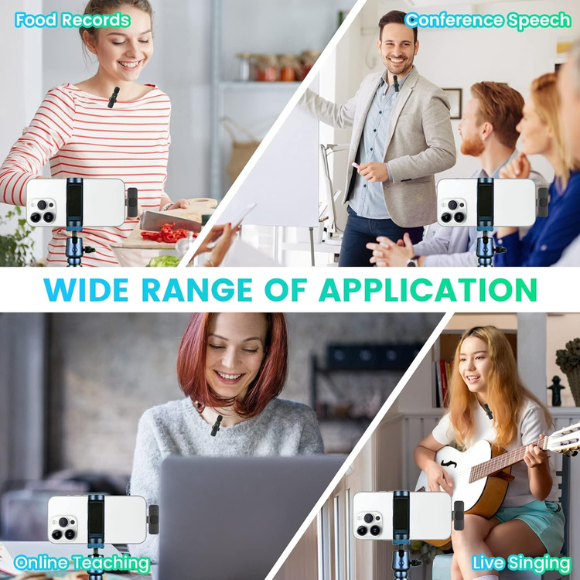 3 in 1 Wireless Clip-on Microphones for iPhone, Camera, Android, iPad, Mini Microphone Video Recording