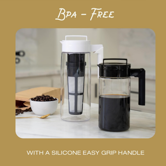 Deluxe Brew Coffee Maker - Airtight Pitcher with Leak-Free Lid - BPA-Free Cold Brew Maker with Silicone Handle