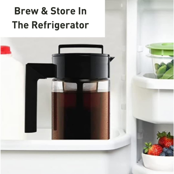Deluxe Brew Coffee Maker - Airtight Pitcher with Leak-Free Lid - BPA-Free Cold Brew Maker with Silicone Handle