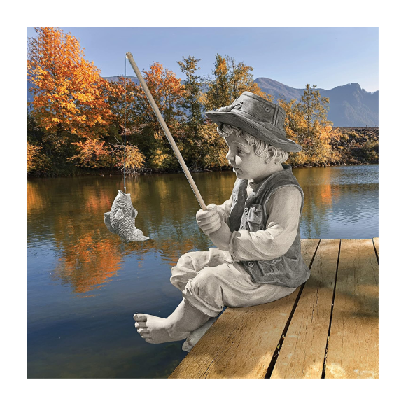 Frederic the Little Fisherman of Avignon Boy Fishing Garden Statue 13 cm height