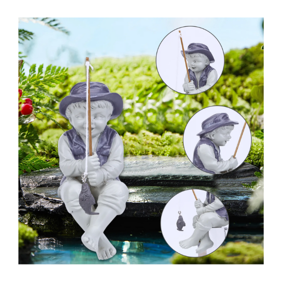 Frederic the Little Fisherman of Avignon Boy Fishing Garden Statue 13 cm height