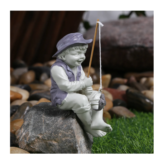 Frederic the Little Fisherman of Avignon Boy Fishing Garden Statue 13 cm height