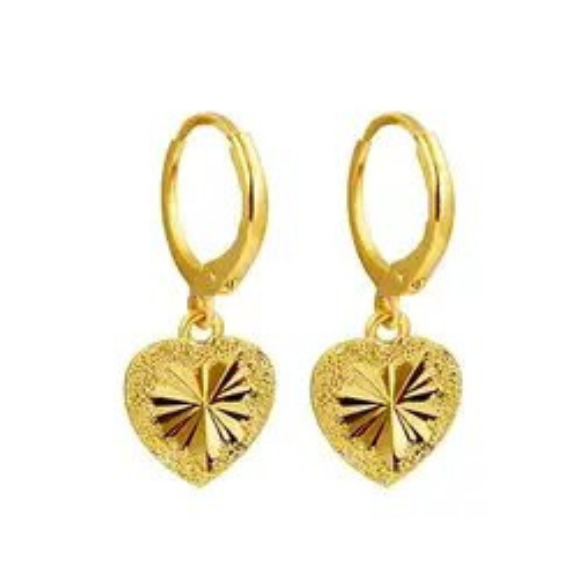 24K Dubai Gold Plated Heart Jewelry Set – Necklace & Earrings, Hypoallergenic, Gift Box Included