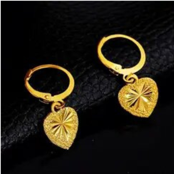 24K Dubai Gold Plated Heart Jewelry Set – Necklace & Earrings, Hypoallergenic, Gift Box Included