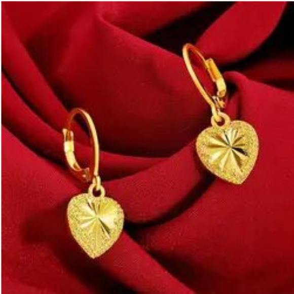 24K Dubai Gold Plated Heart Jewelry Set – Necklace & Earrings, Hypoallergenic, Gift Box Included