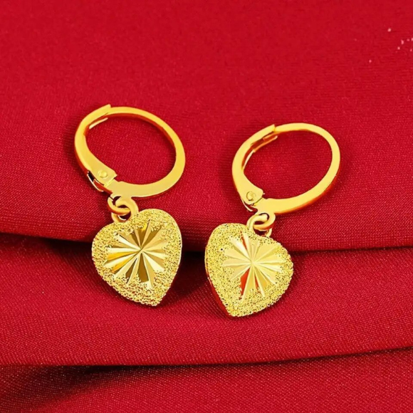 24K Dubai Gold Plated Heart Jewelry Set – Necklace & Earrings, Hypoallergenic, Gift Box Included