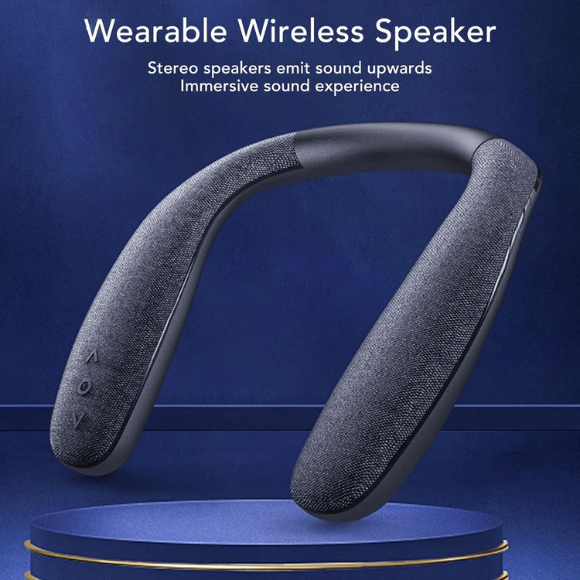 Neckband Bluetooth Speaker, Cordless Wearable Neck Speaker with Microphone