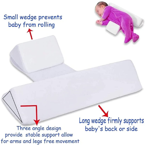 Baby Side Sleeper Comfort Wedge – Adjustable Newborn Pillow | Soft Velvet & Memory Foam (Unisex White)