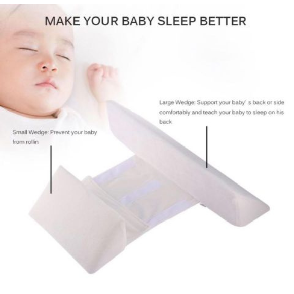 Baby Side Sleeper Comfort Wedge – Adjustable Newborn Pillow | Soft Velvet & Memory Foam (Unisex White)
