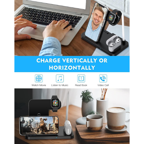 Wireless Charging Station - 4 in 1 Wireless Charger Charging Stand