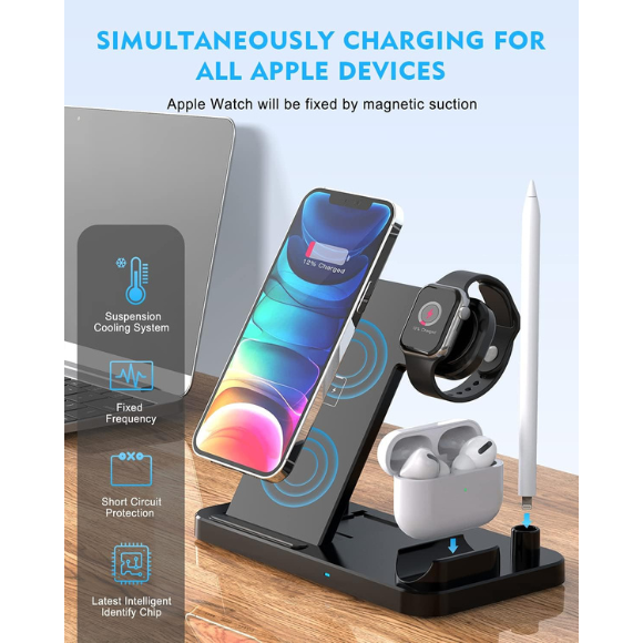 Wireless Charging Station - 4 in 1 Wireless Charger Charging Stand