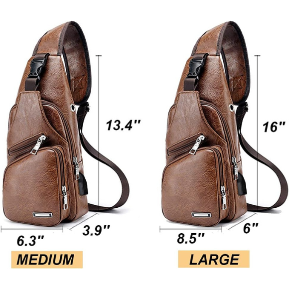 Chest Crossbody Bag Sling Backpack for Men with USB Charge Port