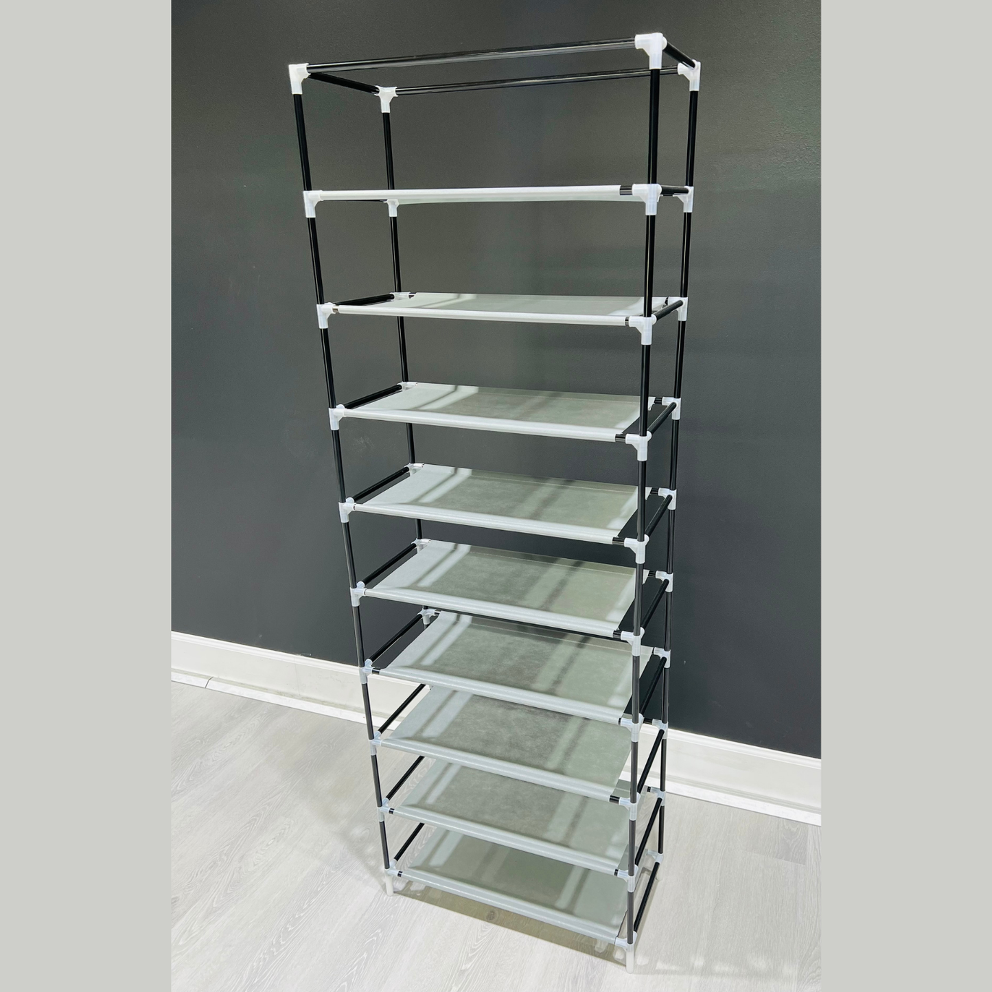 New 9 Tier Shoe Rack Shelf Standing Closet Cabinet Storage with Cover Black