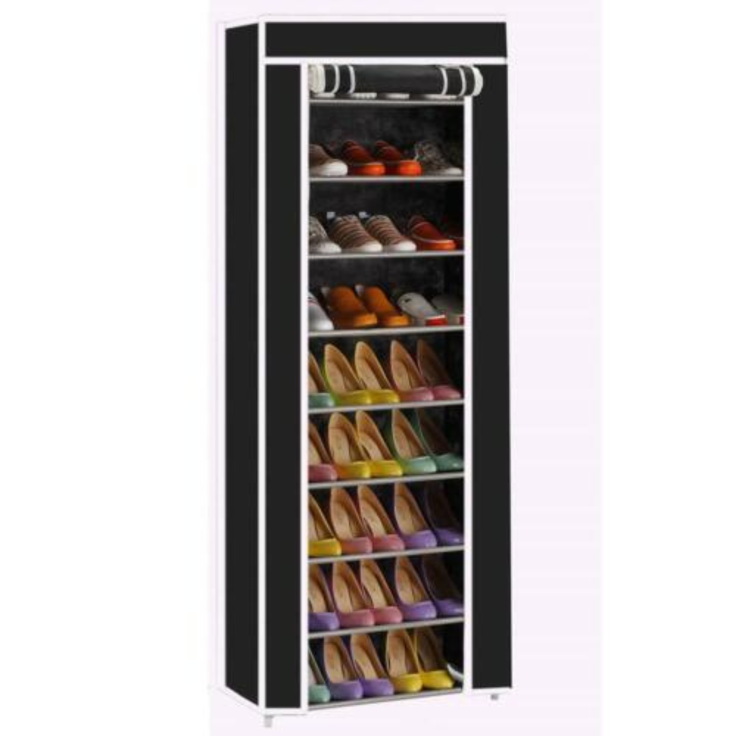 New 9 Tier Shoe Rack Shelf Standing Closet Cabinet Storage with Cover Black