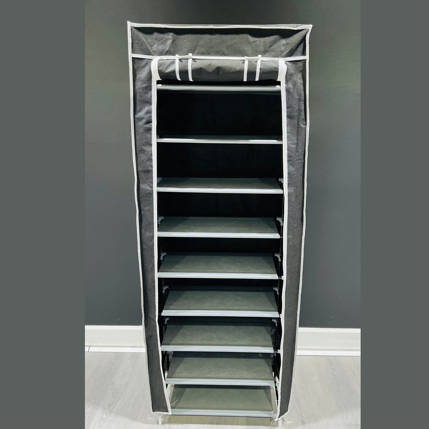 New 9 Tier Shoe Rack Shelf Standing Closet Cabinet Storage with Cover Black