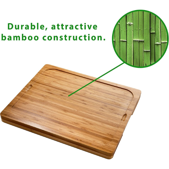 Bamboo Wood Cutting Board with 7 Color-Coded BPA-Free Mats – Premium Serving Tray for Bread, Cheese, Fruits, Vegetables & Meats