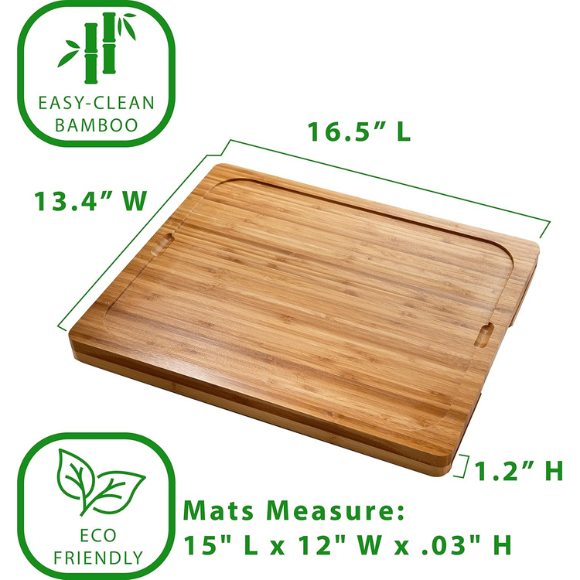 Bamboo Wood Cutting Board with 7 Color-Coded BPA-Free Mats – Premium Serving Tray for Bread, Cheese, Fruits, Vegetables & Meats