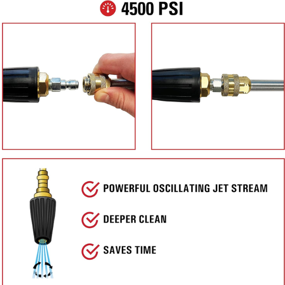 80144 Universal Turbo Pressure Washer Nozzle – 4500 PSI, 1/4" Quick Connect