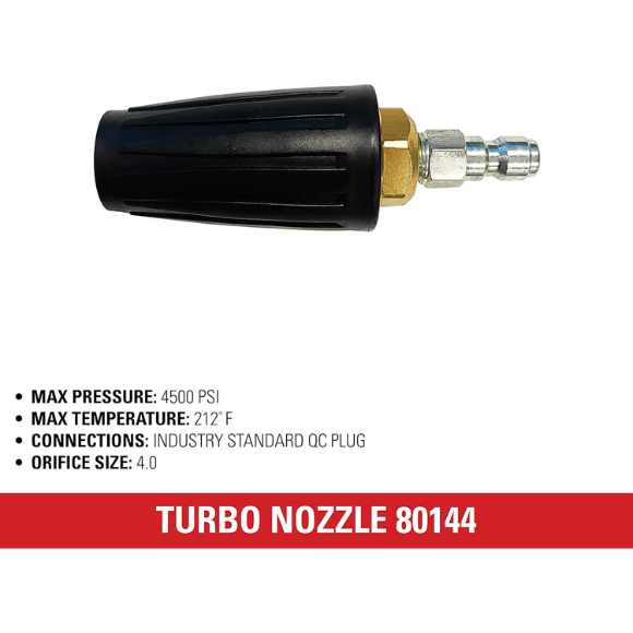 80144 Universal Turbo Pressure Washer Nozzle – 4500 PSI, 1/4" Quick Connect