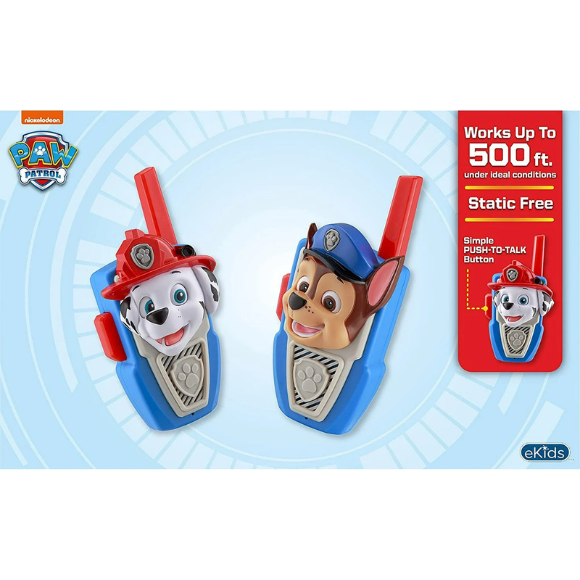 Paw Patrol Walkie Talkies, Marshall & Chase Set of 2 - Push to Talk Button for Children Ages 3+
