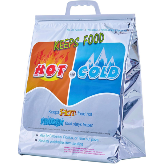 Superio Hot and Cold Insulated Bags for Food Delivery, Grocery Shopping Bags, Food Storage for Hot and Frozen Food for Travel, Disposable Cooler Bag, Reinforced Thermal Lunch Bag (12, 13"x7"x15.5")